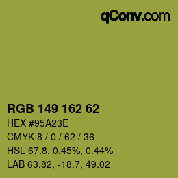 Color code: RGB 149 162 62 | qconv.com