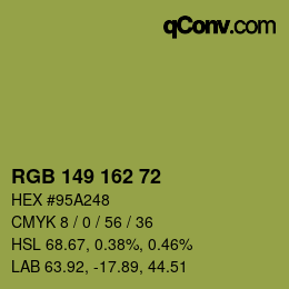 カラーコード: RGB 149 162 72 | qconv.com