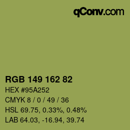 Color code: RGB 149 162 82 | qconv.com