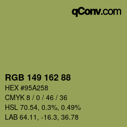 Farbcode: RGB 149 162 88 | qconv.com
