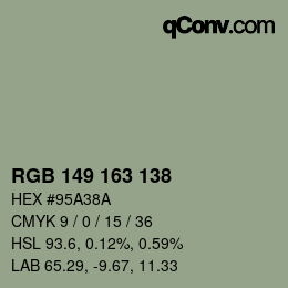 Farbcode: RGB 149 163 138 | qconv.com