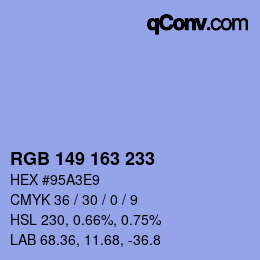 Color code: RGB 149 163 233 | qconv.com