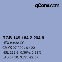 カラーコード: RGB 149 164.2 204.6 | qconv.com