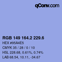 カラーコード: RGB 149 164.2 229.6 | qconv.com