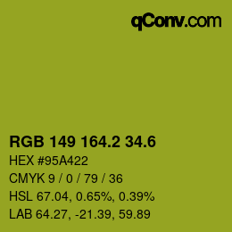カラーコード: RGB 149 164.2 34.6 | qconv.com