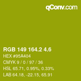 カラーコード: RGB 149 164.2 4.6 | qconv.com