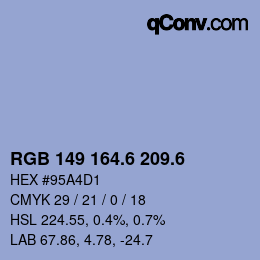 カラーコード: RGB 149 164.6 209.6 | qconv.com