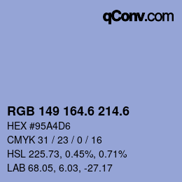カラーコード: RGB 149 164.6 214.6 | qconv.com