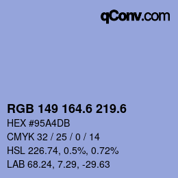 カラーコード: RGB 149 164.6 219.6 | qconv.com