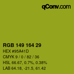 カラーコード: RGB 149 164 29 | qconv.com