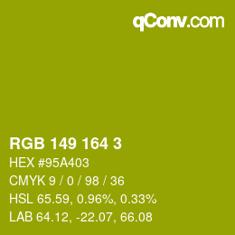 Color code: RGB 149 164 3 | qconv.com