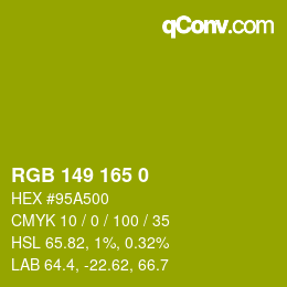 颜色代码: RGB 149 165 0 | qconv.com
