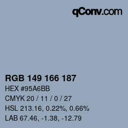 Color code: RGB 149 166 187 | qconv.com