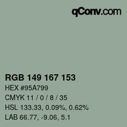 Código de color: RGB 149 167 153 | qconv.com