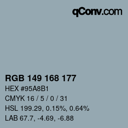 颜色代码: RGB 149 168 177 | qconv.com