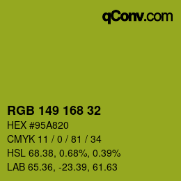 Color code: RGB 149 168 32 | qconv.com