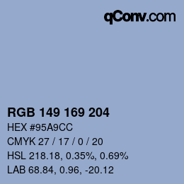 Color code: RGB 149 169 204 | qconv.com