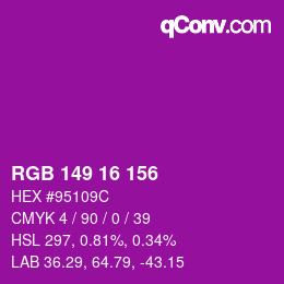 カラーコード: RGB 149 16 156 | qconv.com