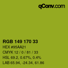 Color code: RGB 149 170 33 | qconv.com