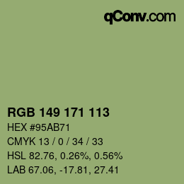 Color code: RGB 149 171 113 | qconv.com