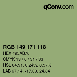 颜色代码: RGB 149 171 118 | qconv.com