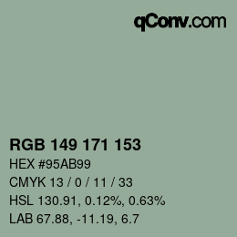 カラーコード: RGB 149 171 153 | qconv.com