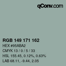 Color code: RGB 149 171 162 | qconv.com