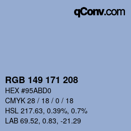 カラーコード: RGB 149 171 208 | qconv.com