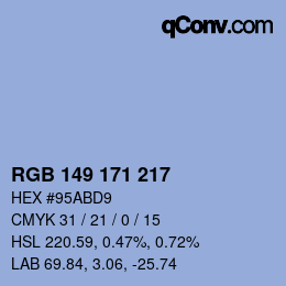 Código de color: RGB 149 171 217 | qconv.com