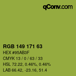 Color code: RGB 149 171 63 | qconv.com