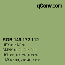 Color code: RGB 149 172 112 | qconv.com