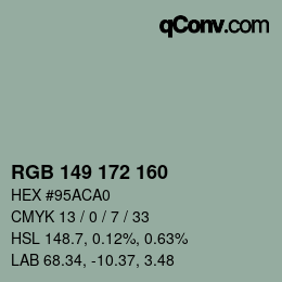 Color code: RGB 149 172 160 | qconv.com
