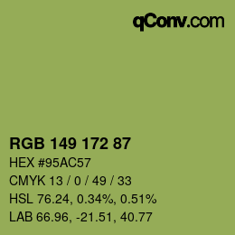 Color code: RGB 149 172 87 | qconv.com