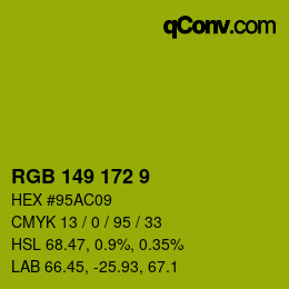 Color code: RGB 149 172 9 | qconv.com