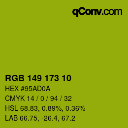 Color code: RGB 149 173 10 | qconv.com