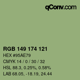 Color code: RGB 149 174 121 | qconv.com