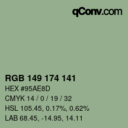 Color code: RGB 149 174 141 | qconv.com