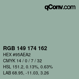颜色代码: RGB 149 174 162 | qconv.com