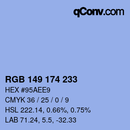 Color code: RGB 149 174 233 | qconv.com