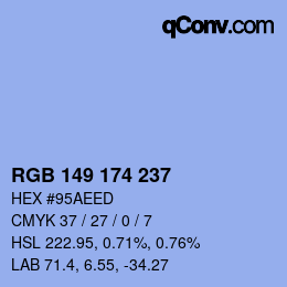 Color code: RGB 149 174 237 | qconv.com