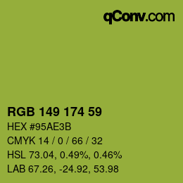 Color code: RGB 149 174 59 | qconv.com