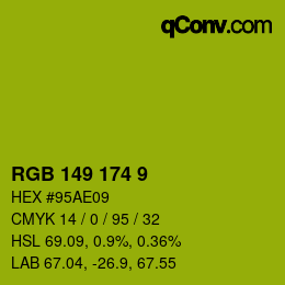 Color code: RGB 149 174 9 | qconv.com