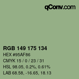 Color code: RGB 149 175 134 | qconv.com