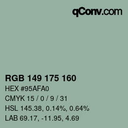 Color code: RGB 149 175 160 | qconv.com