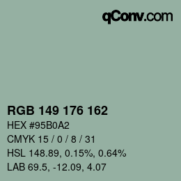 Color code: RGB 149 176 162 | qconv.com