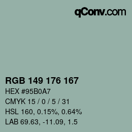 Color code: RGB 149 176 167 | qconv.com