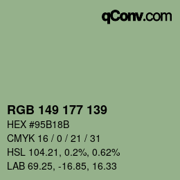 Color code: RGB 149 177 139 | qconv.com