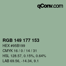 Farbcode: RGB 149 177 153 | qconv.com