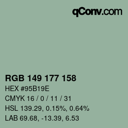颜色代码: RGB 149 177 158 | qconv.com