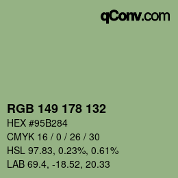 Color code: RGB 149 178 132 | qconv.com